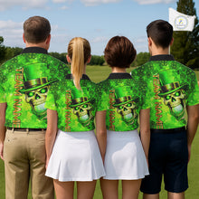 Load image into Gallery viewer, Funny Skull green shamrock pattern Golf Polo Shirts For Women Custom St Patrick's Day ladies golf top NQS11662