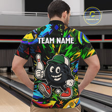 Load image into Gallery viewer, Green graffiti pattern Funny Bowling polo, quarter zip shirts for men custom Bowling team jerseys NQS11079