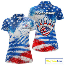 Load image into Gallery viewer, Red, White and Blue American Flag Bowling Shirts For Women Custom patriotic Team Bowling Jerseys NQS11505