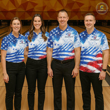 Load image into Gallery viewer, Red, White and Blue American Flag Bowling Shirts For Women Custom patriotic Team Bowling Jerseys NQS11505