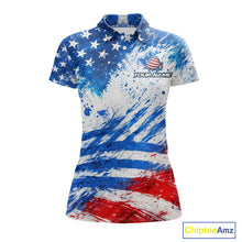 Load image into Gallery viewer, Red, White and Blue American Flag Golf Polo Shirts For Ladies Custom patriotic Team womens golf tops NQS11506