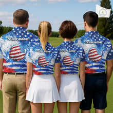 Load image into Gallery viewer, Red, White and Blue American Flag Golf Polo Shirts For Ladies Custom patriotic Team womens golf tops NQS11506
