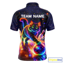 Load image into Gallery viewer, Personalized Bowling Shirts for Men Custom Cat Team Bowling Apparel, Colorful Neon bowling shirts NQS11517