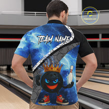 Load image into Gallery viewer, Funny King Crown Bowling Blue Lightning Thunder Bowling Shirts for Men Custom Bowling Team Jersey NQS10928