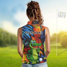 Load image into Gallery viewer, Custom Funny Colorful Graffiti Alligator Women Sleeveless Polo Shirt, Personalized ladies golf wear NQS10736