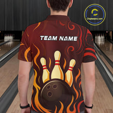 Load image into Gallery viewer, Red Flame Tribal Bowling Polo, Quarter Zip Shirts for Men Custom Team Bowling League Jerseys NQS10747