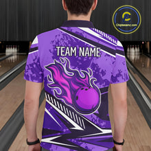 Load image into Gallery viewer, Purple Camo Flame Bowling Shirts For Men Custom Bowling Team Jerseys NQS10754