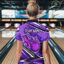 Load image into Gallery viewer, Purple Camo Flame Bowling Shirts For Women Custom Bowling Team Jerseys NQS10754
