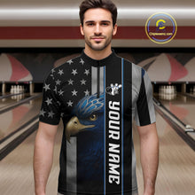 Load image into Gallery viewer, Black American Flag Eagle Bowling Shirts For Men Custom Patriotic Bowling Team Jerseys NQS11152