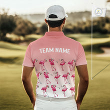 Load image into Gallery viewer, Funny Pink Flamingo Golf polo shirt for men custom Flamingo golfer pattern golf shirts NQS11714