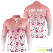 Load image into Gallery viewer, Funny Pink Flamingo Golf polo shirt for men custom Flamingo golfer pattern golf shirts NQS11714