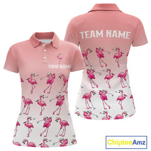 Load image into Gallery viewer, Funny Pink Flamingo Golf polo shirt for Women custom Flamingo golfer pattern golf shirts NQS11714