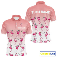 Load image into Gallery viewer, Funny Pink Flamingo Golf polo shirt for men custom Flamingo golfer pattern golf shirts NQS11714