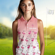 Load image into Gallery viewer, Funny Pink Flamingo Sleeveless Golf polo shirt for Women custom Flamingo golfer pattern golf shirts NQS11714