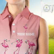 Load image into Gallery viewer, Funny Pink Flamingo Sleeveless Golf polo shirt for Women custom Flamingo golfer pattern golf shirts NQS11714