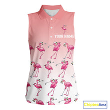 Load image into Gallery viewer, Funny Pink Flamingo Sleeveless Golf polo shirt for Women custom Flamingo golfer pattern golf shirts NQS11714
