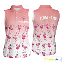 Load image into Gallery viewer, Funny Pink Flamingo Sleeveless Golf polo shirt for Women custom Flamingo golfer pattern golf shirts NQS11714