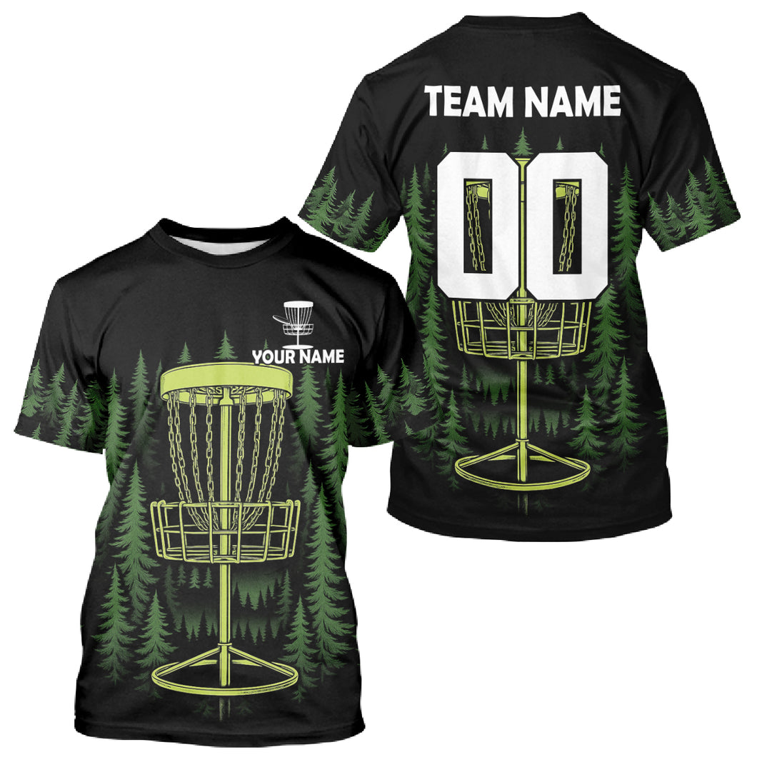Black and Green Forest Disc Golf T-Shirts Custom team disc golf attire NQS10801