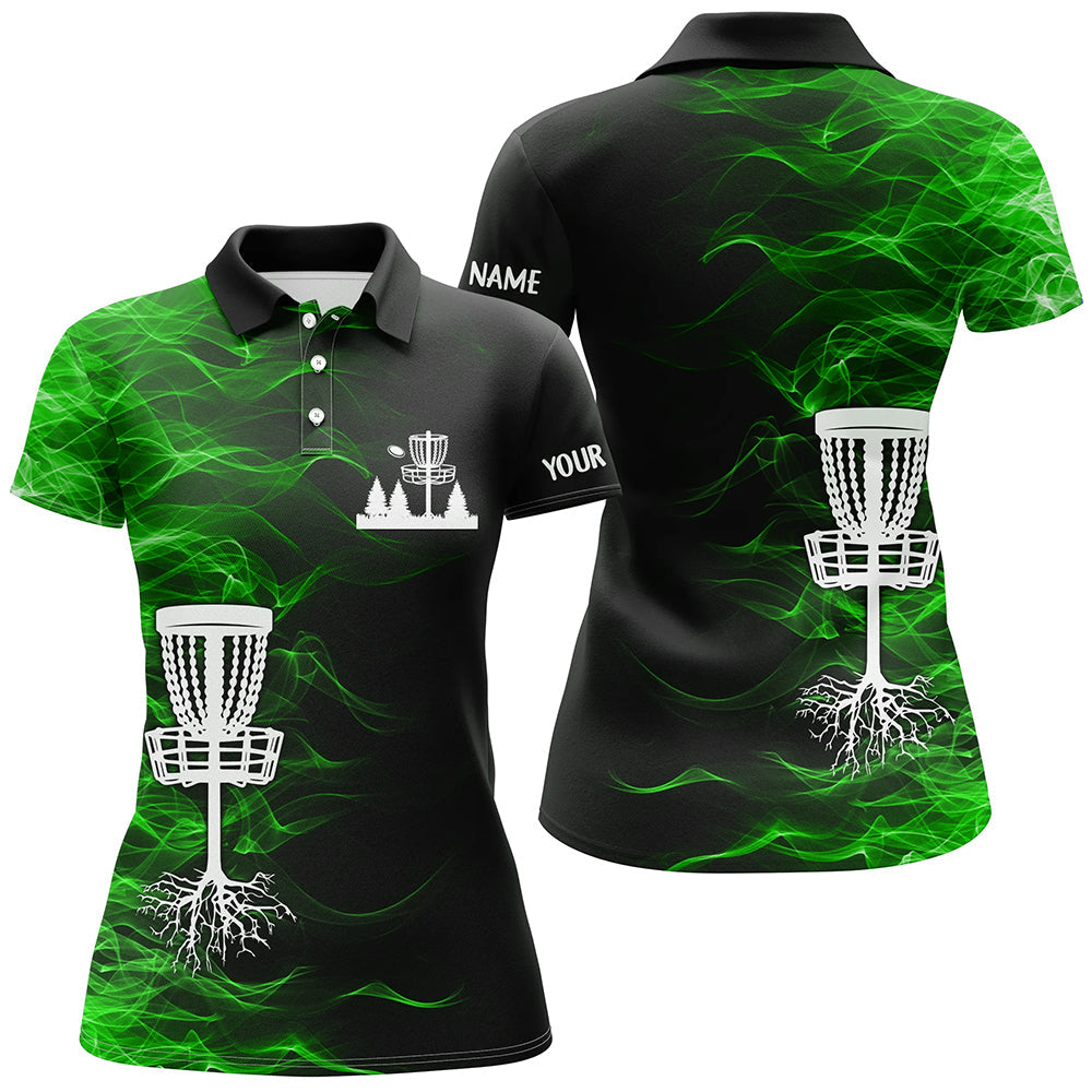 Green smoke black Women disc golf polo shirts custom team disc golf basket best ladies disc golf wears NQS8941