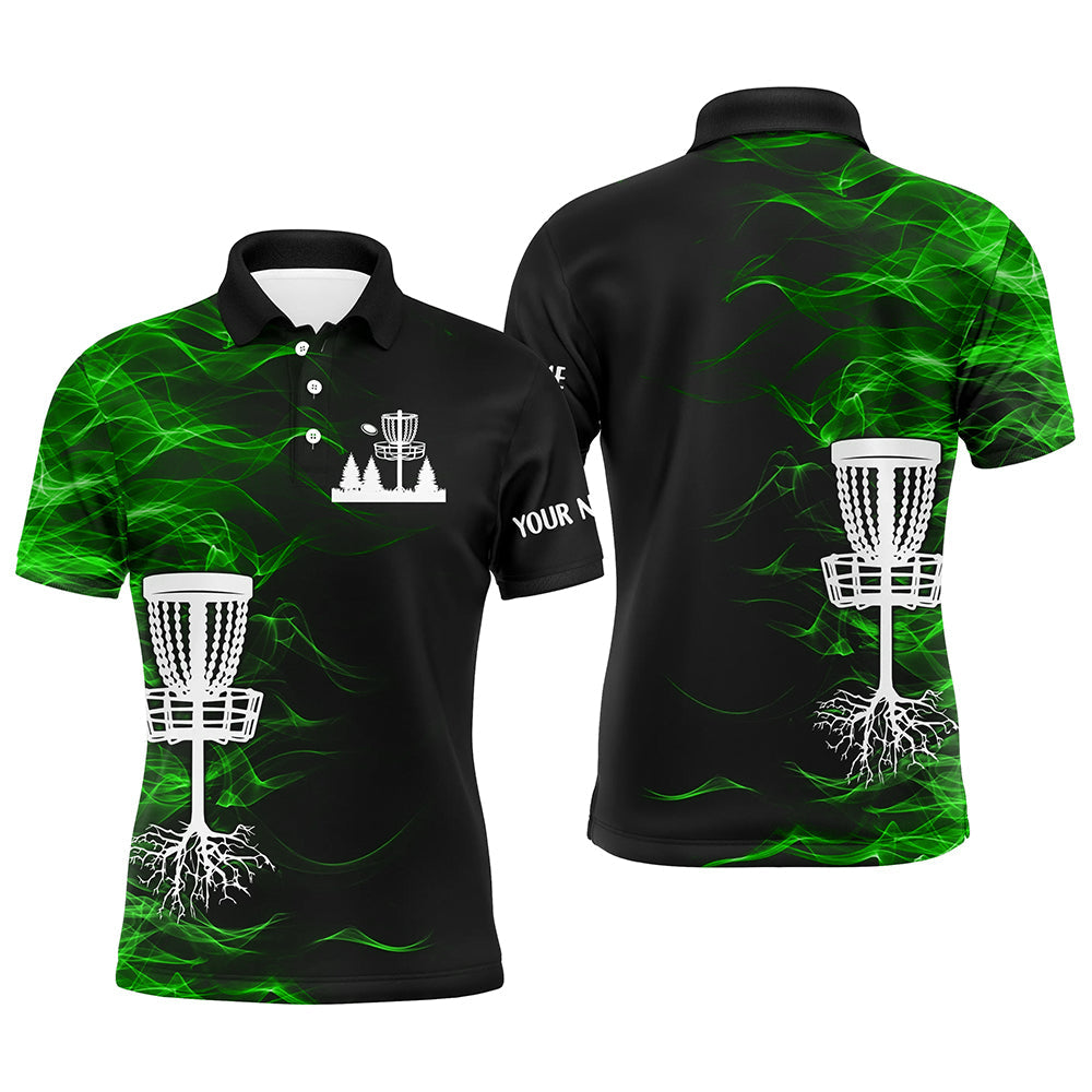 Green smoke black Mens disc golf polo shirts custom team disc golf basket best mens golf wears NQS8941