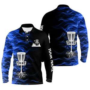 Blue smoke black Mens disc golf polo shirts custom team disc golf basket best mens disc golf wears NQS8942