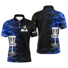 Load image into Gallery viewer, Blue smoke black Mens disc golf polo shirts custom team disc golf basket best mens disc golf wears NQS8942