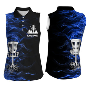 Blue smoke black Women disc golf sleeveless polo Shirt custom team disc golf basket disc golf wears NQS8942