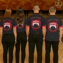 Load image into Gallery viewer, Black and Red Flame Dragon Bowling Polo, 1/4 zip shirts for Women Custom Dragon team bowling jerseys NQS11482