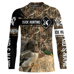 Duck Hunting with German Wirehaired Pointer waterfowl camo Shirts, Personalized Duck Hunting Gifts FSD3726