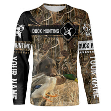 Load image into Gallery viewer, Duck Hunting with German Wirehaired Pointer waterfowl camo Shirts, Personalized Duck Hunting Gifts FSD3726