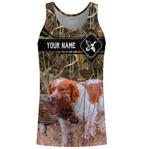 Pheasant Hunting with Brittany dog waterfowl camo Shirts, Personalized Duck Hunting Gifts FSD3727