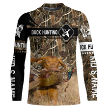 Load image into Gallery viewer, Pheasant Hunting with Vizsla dog waterfowl camo Shirts, Personalized Duck Hunting Gifts FSD3728