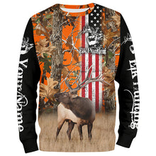 Load image into Gallery viewer, Elk Hunting American Flag Patriotic Custom Name All over print Shirts, Gifts idea for Elk Hunter FSD3077