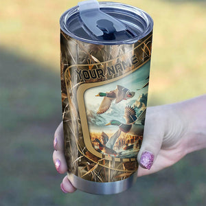 Duck Hunting Waterfowl Camo Custom name Stainless Steel Tumbler Cup - Duck Hunting Gifts Ideas FSD451