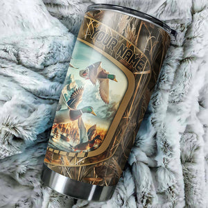 Duck Hunting Waterfowl Camo Custom name Stainless Steel Tumbler Cup - Duck Hunting Gifts Ideas FSD451