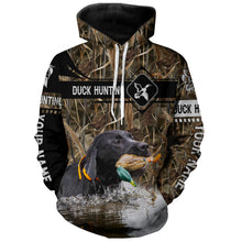 Load image into Gallery viewer, Duck Hunting with Black Labrador Retriever waterfowl camo Shirts, Personalized Duck Hunting Gifts FSD3123