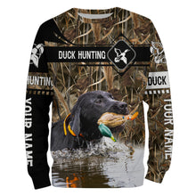 Load image into Gallery viewer, Duck Hunting with Black Labrador Retriever waterfowl camo Shirts, Personalized Duck Hunting Gifts FSD3123