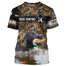 Load image into Gallery viewer, Duck Hunting with Black Labrador Retriever waterfowl camo Shirts, Personalized Duck Hunting Gifts FSD3123