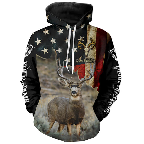 Mule Deer Hunting American flag custom Name Patriotic Hunting Shirts, Personalized Gifts for Hunter FSD1