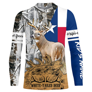 Whitetail Deer Hunting Texas flag Camo custom Name Hunting Shirts, Personalized Gifts for Hunter FSD10