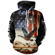 Load image into Gallery viewer, Goose hunting American flag custom Name all over print Shirts, Gift for Hunters FSD110