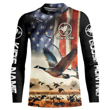 Load image into Gallery viewer, Goose hunting American flag custom Name all over print Shirts, Gift for Hunters FSD110