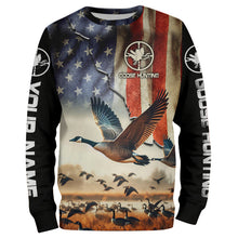 Load image into Gallery viewer, Goose hunting American flag custom Name all over print Shirts, Gift for Hunters FSD110