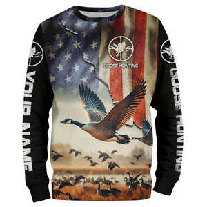 Goose hunting American flag custom Name all over print Shirts, Gift for Hunters FSD110