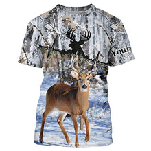 Load image into Gallery viewer, Deer Hunting Winter Snow Camo Custom Name Shirts for Men, Personalized Deer Hunting Gifts FSD15