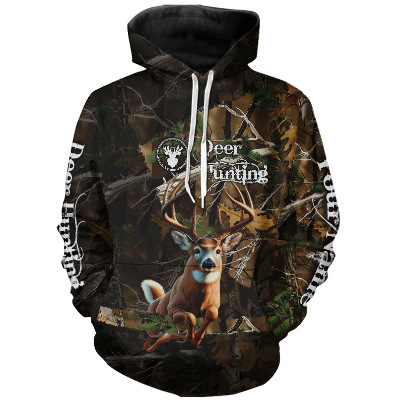 Whitetail Deer Hunting Custom Name Camo Shirt, Deer Hunting Clothing, Camouflage Deer Shirts FSD2385