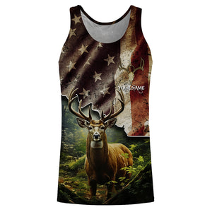 White-tailed Deer hunting American flag custom name Patriotic hunting Shirts, Hunting Gifts for hunters FSD2