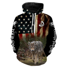 Load image into Gallery viewer, Coyote Trapping American Flag Custom Name 3D All over print shirts, Personalized trapping shirt gift FSD3060