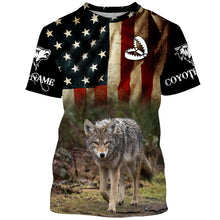 Load image into Gallery viewer, Coyote Trapping American Flag Custom Name 3D All over print shirts, Personalized trapping shirt gift FSD3060