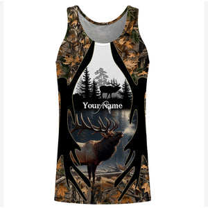 Best Elk Hunting Camouflage Custom Name Shirts for Hunters, Personalized Hunting Shirts FSD1812